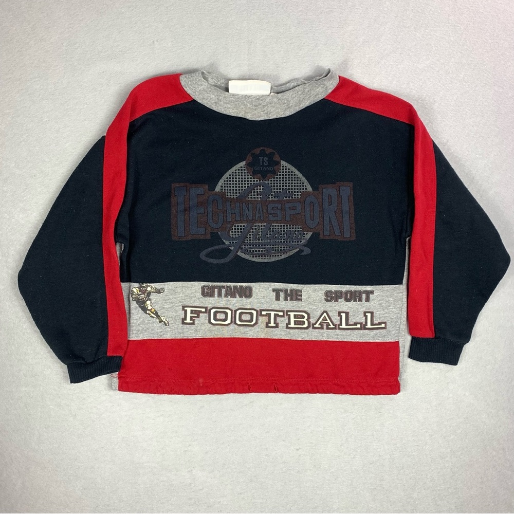 Vintage Gitano Sweatshirt Youth Larg 90s Colorblock Technasport Football Graphic